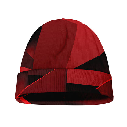 Red Geometric Print Beanie