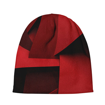 Red Geometric Print Beanie