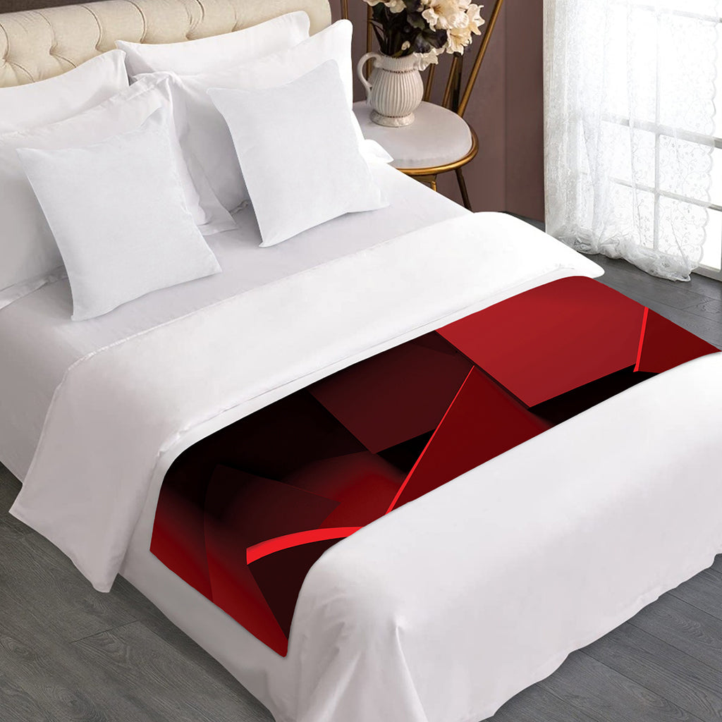 Red Geometric Print Bed Runner