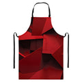 Red Geometric Print Bib Apron With Pocket