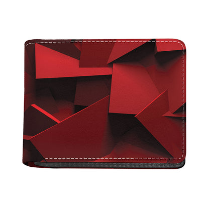 Red Geometric Print Bifold Wallet