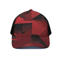 Red Geometric Print Black Mesh Trucker Hat