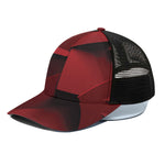 Red Geometric Print Black Mesh Trucker Cap