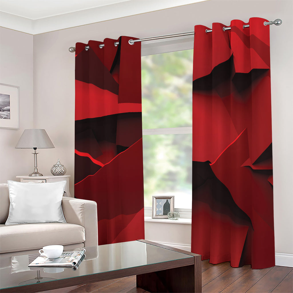 Red Geometric Print Blackout Grommet Curtains