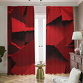 Red Geometric Print Dimout Pencil Pleat Curtains