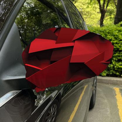 Red Geometric Print Car Side Mirror Covers