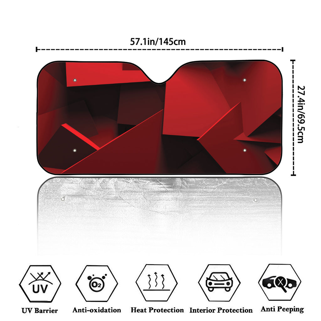 Red Geometric Print Car Windshield Sun Shade