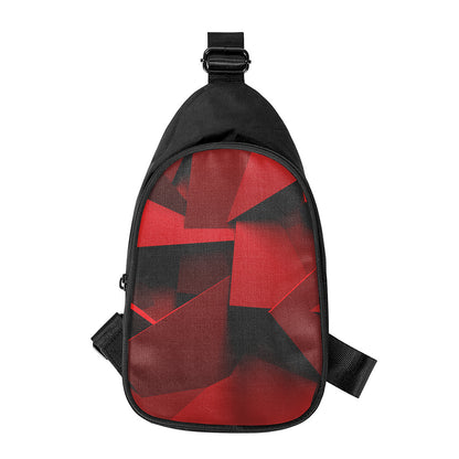 Red Geometric Print Chest Bag