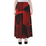 Red Geometric Print Chiffon Maxi Skirt