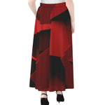 Red Geometric Print Chiffon Maxi Skirt