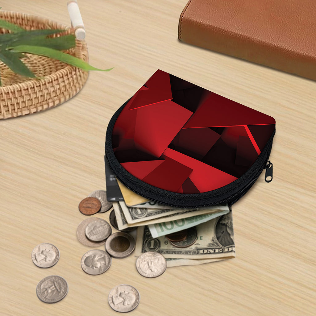 Red Geometric Print Coin Purse
