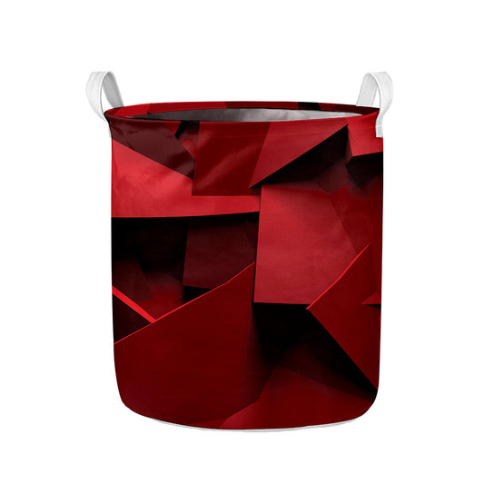 Red Geometric Print Collapsible Laundry Basket