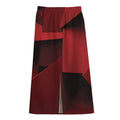 Red Geometric Print Cotton Front Slit Maxi Skirt