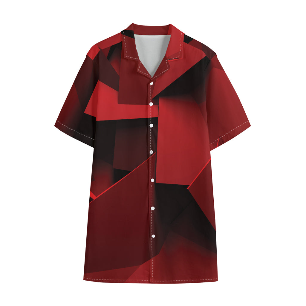 Red Geometric Print Cotton Hawaiian Shirt
