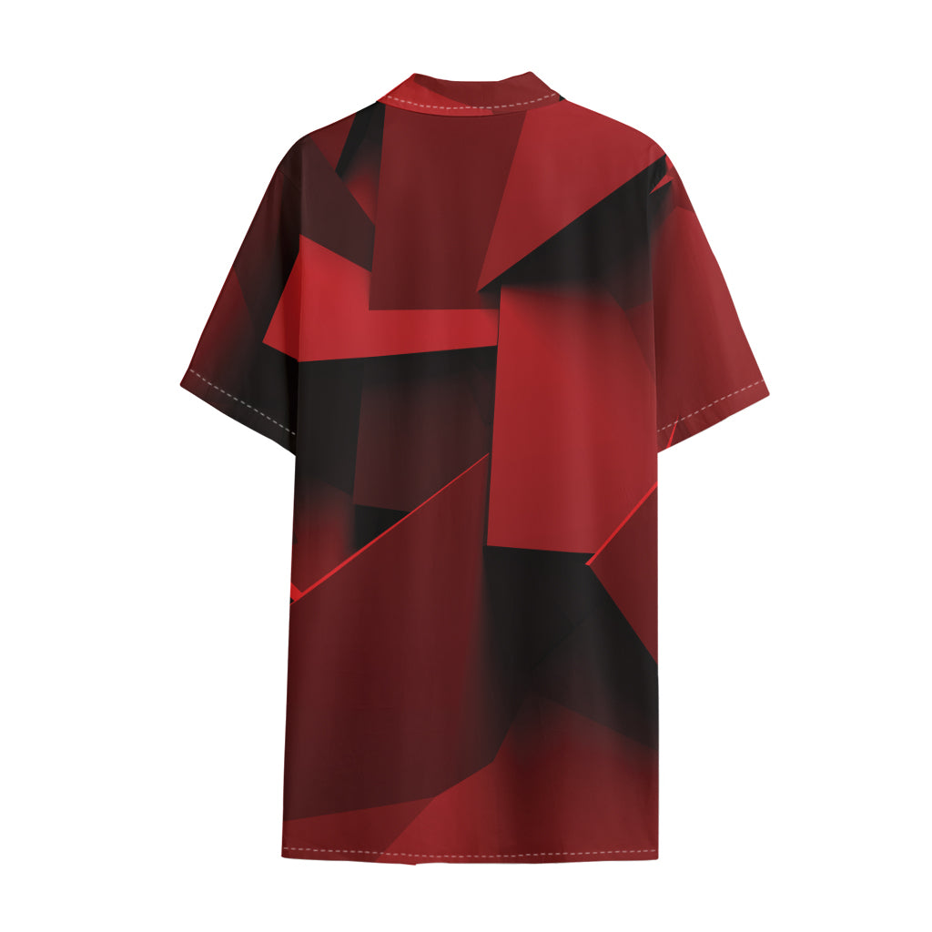 Red Geometric Print Cotton Hawaiian Shirt