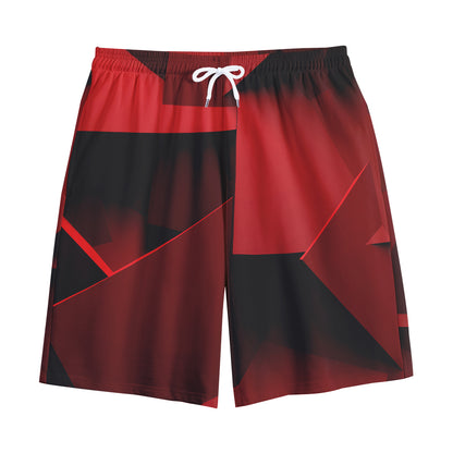 Red Geometric Print Cotton Shorts