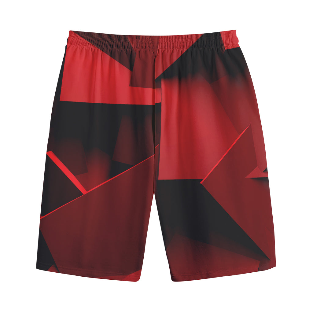 Red Geometric Print Cotton Shorts