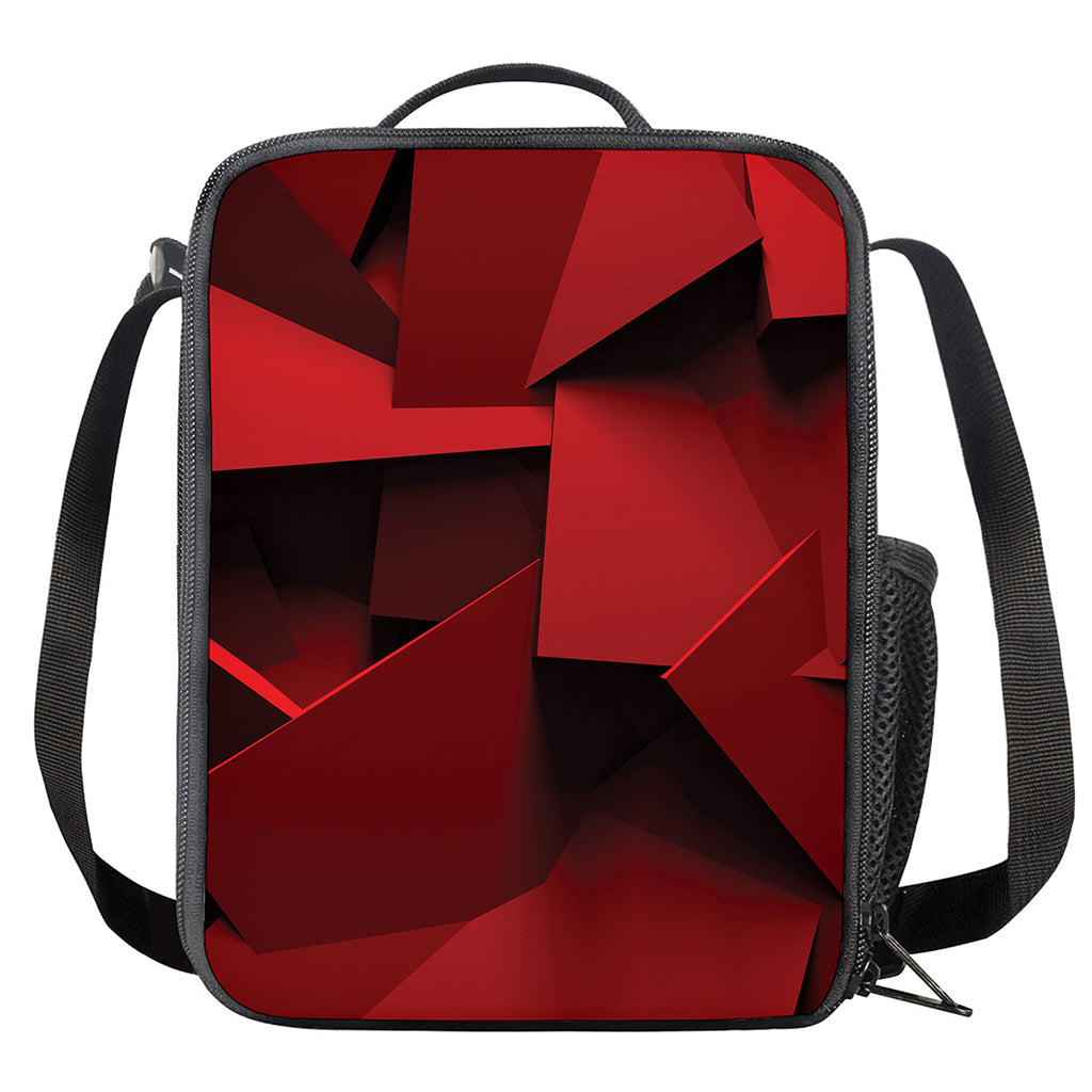 Red Geometric Print Crossbody Lunch Bag