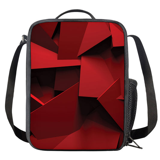 Red Geometric Print Crossbody Lunch Bag
