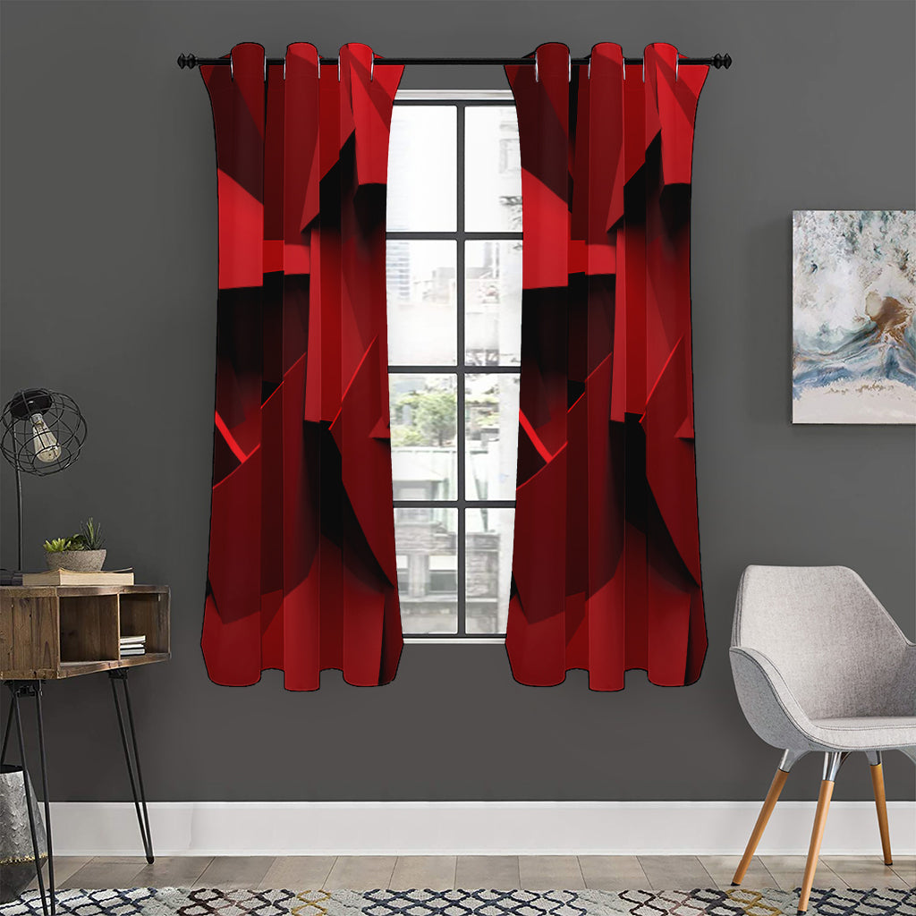 Red Geometric Print Curtain