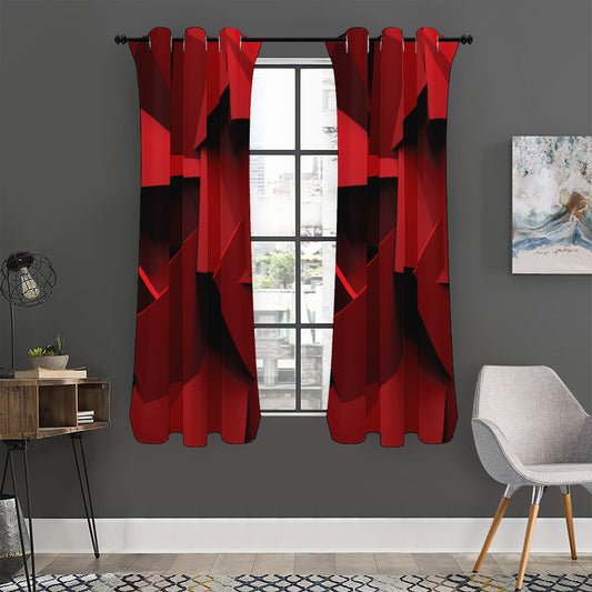 Red Geometric Print Curtain