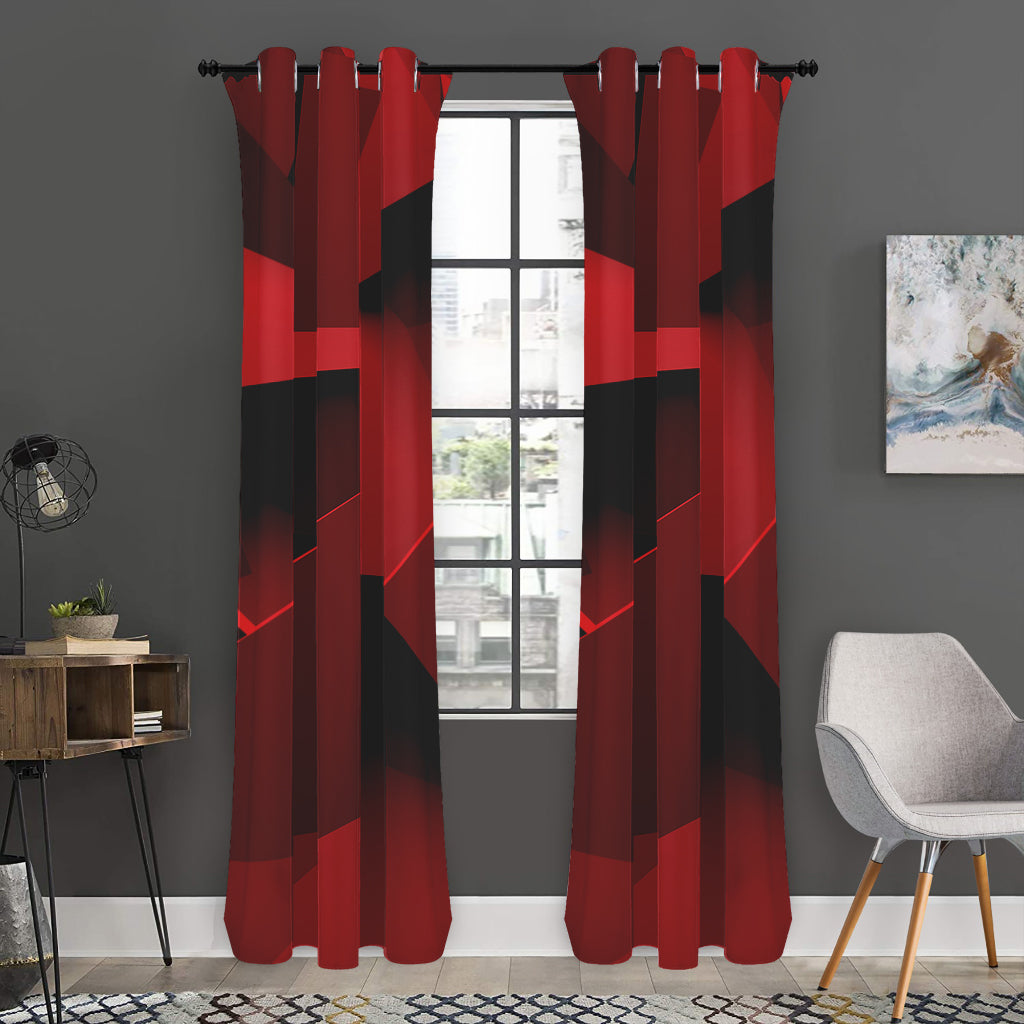 Red Geometric Print Curtain