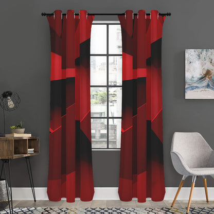 Red Geometric Print Curtain