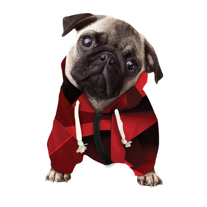 Red Geometric Print Dog Zip Up Hoodie