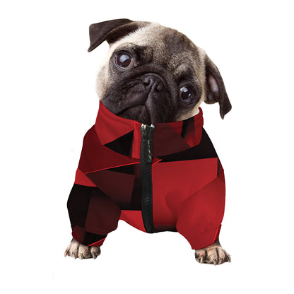 Red Geometric Print Dog Zip Up Jacket