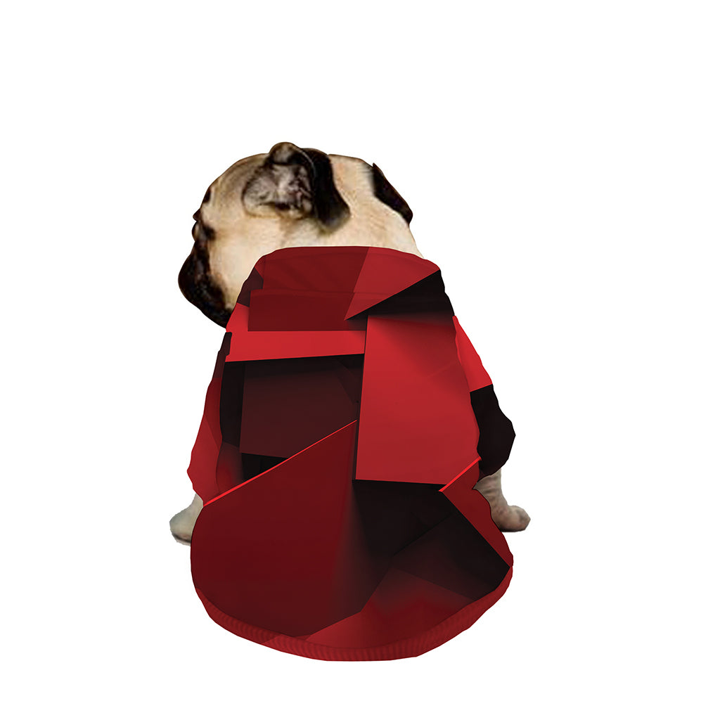 Red Geometric Print Dog Zip Up Jacket