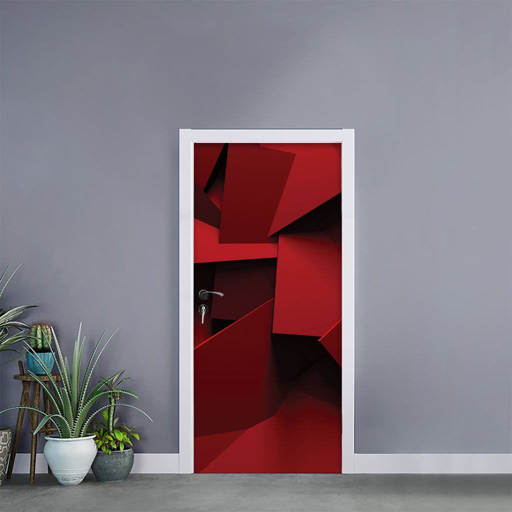 Red Geometric Print Door Sticker
