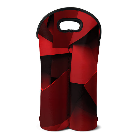 Red Geometric Print Double Neoprene Wine Tote