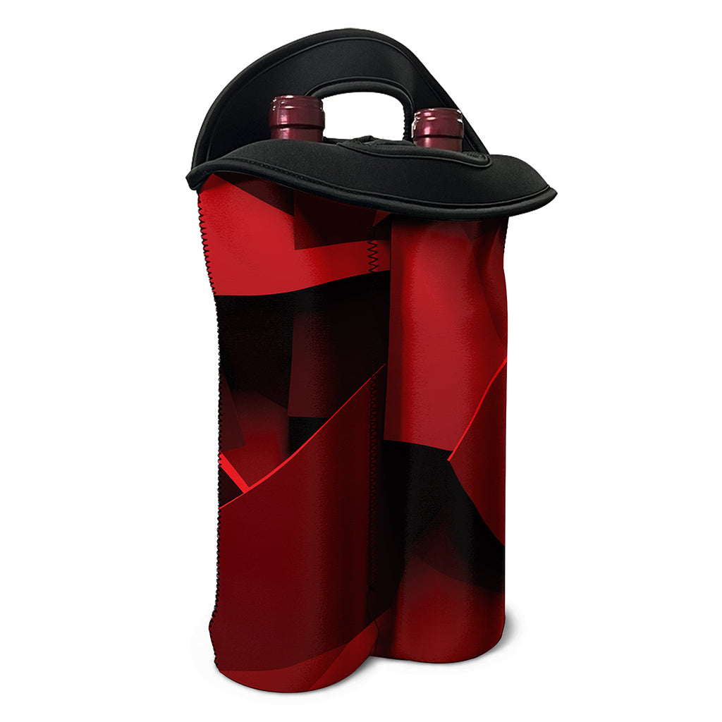 Red Geometric Print Double Neoprene Wine Tote