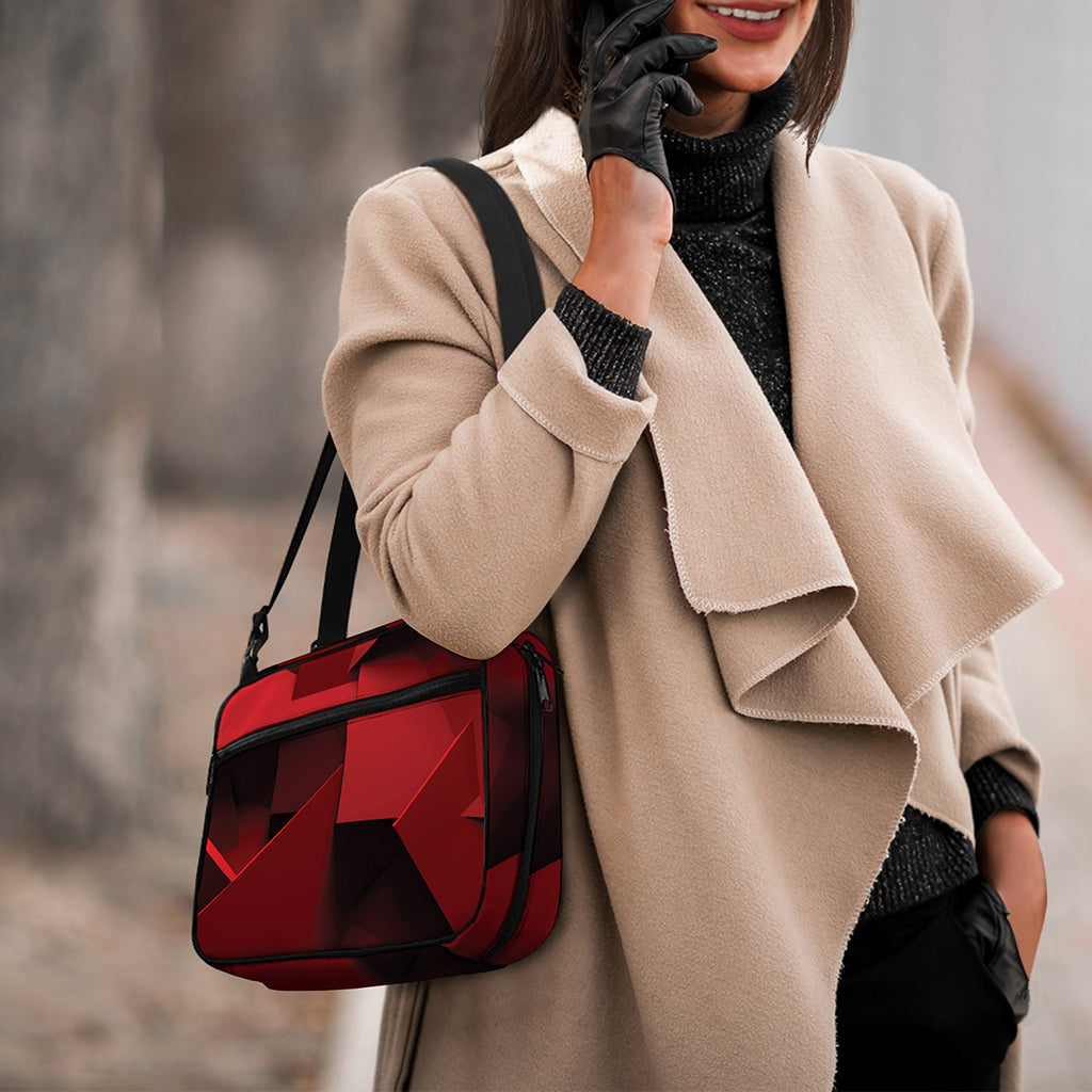 Red Geometric Print Double Strap Bible Bag