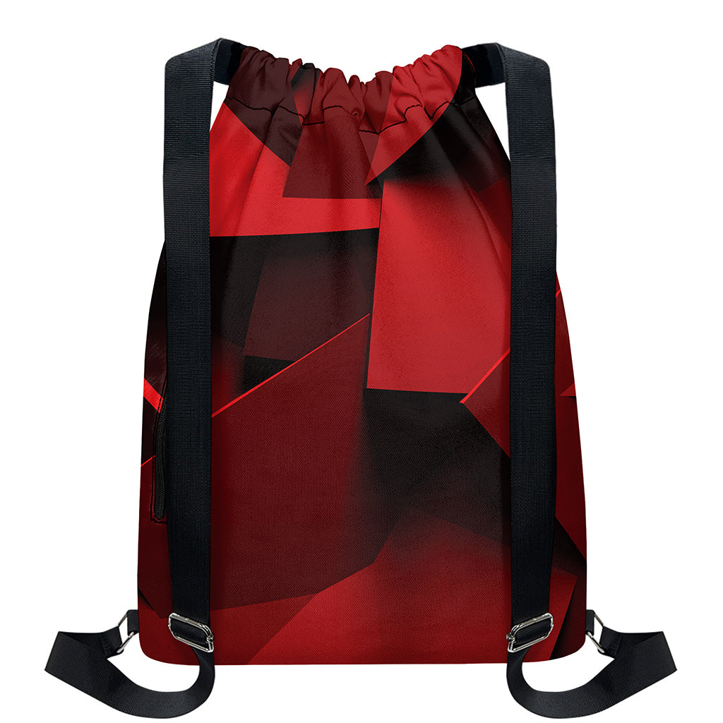 Red Geometric Print Drawstring Backpack
