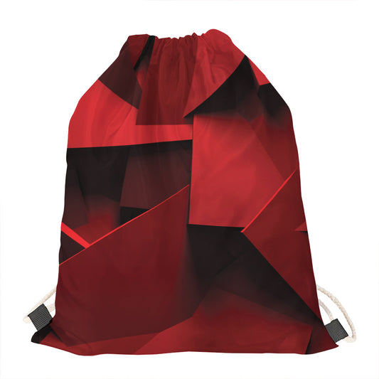 Red Geometric Print Drawstring Bag