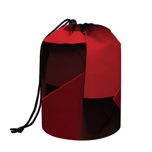Red Geometric Print Drawstring Makeup Bag