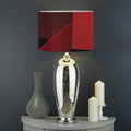 Red Geometric Print Drum Lamp Shade