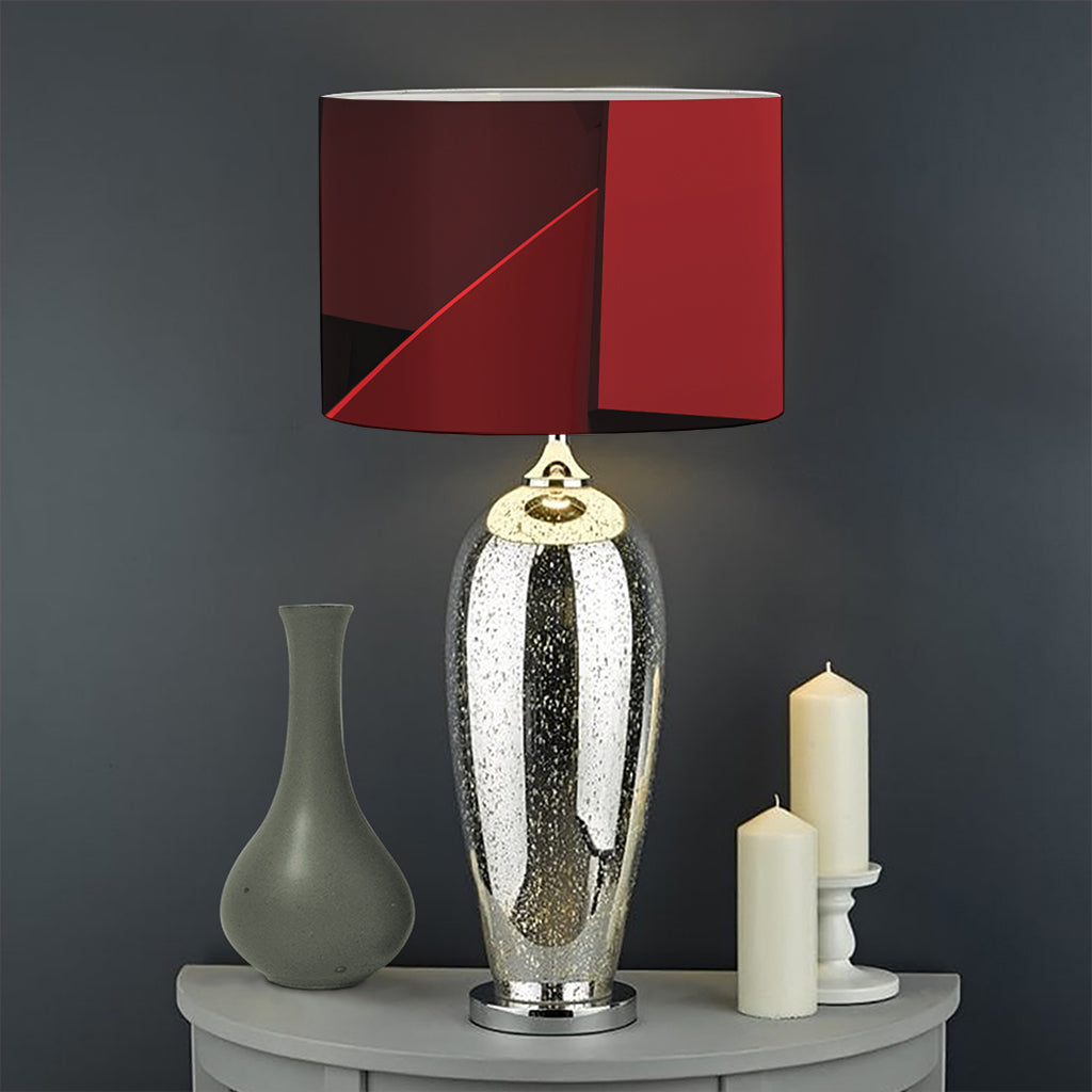 Red Geometric Print Drum Lamp Shade