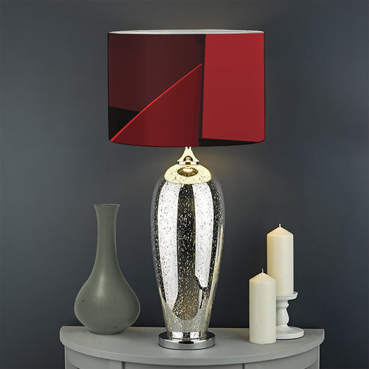 Red Geometric Print Drum Lamp Shade