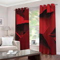 Red Geometric Print Extra Wide Grommet Curtains