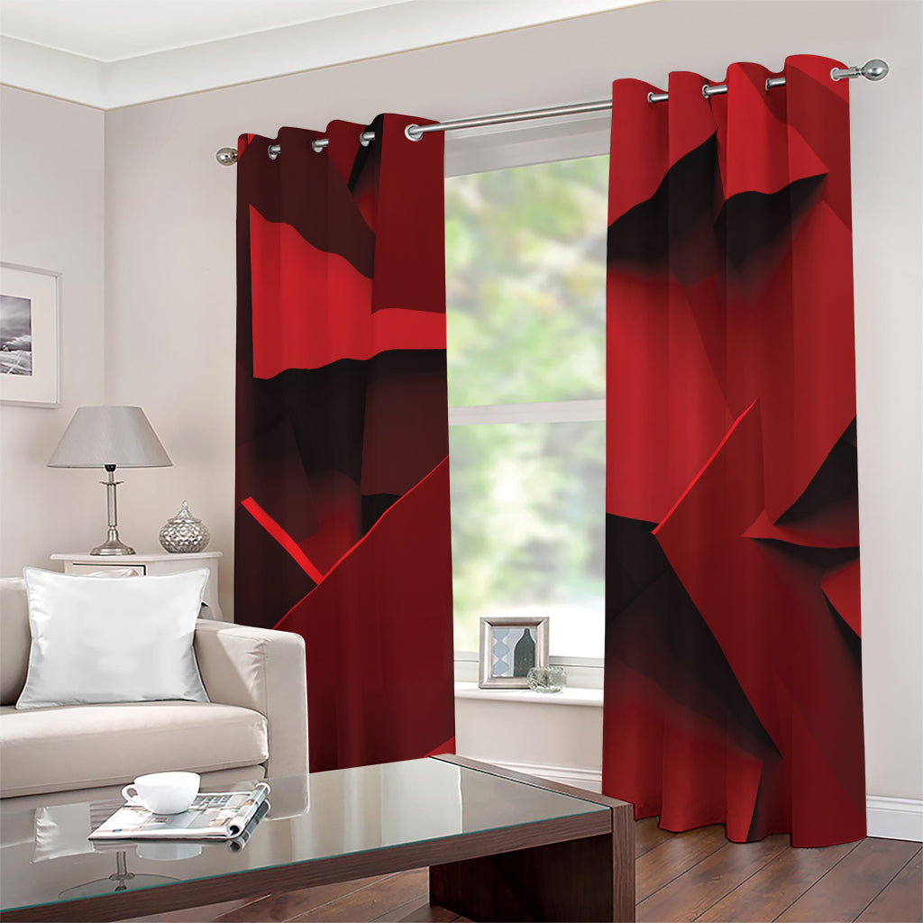 Red Geometric Print Extra Wide Grommet Curtains