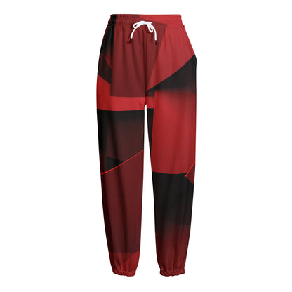 Red Geometric Print Fleece Lined Knit Pants