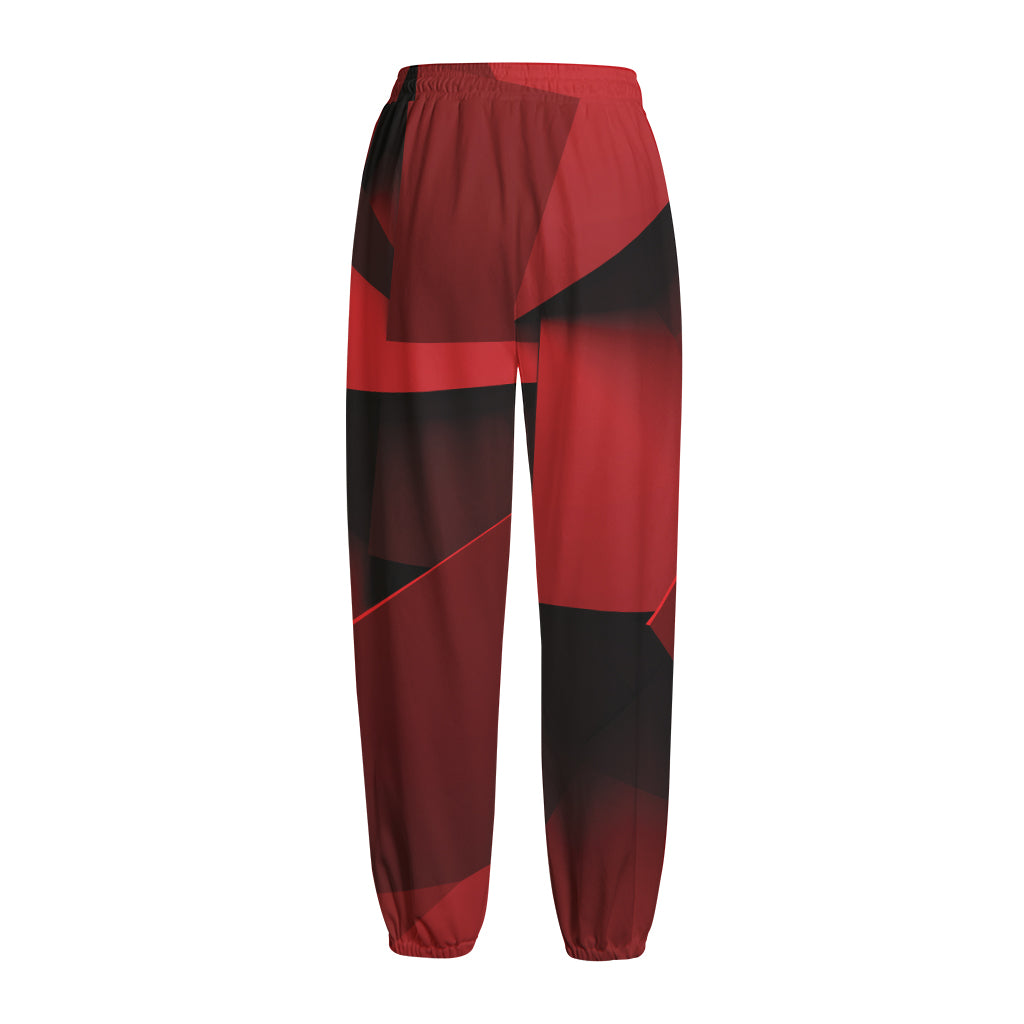 Red Geometric Print Fleece Lined Knit Pants
