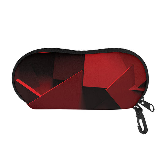 Red Geometric Print Glasses Case