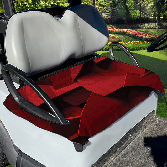 Red Geometric Print Golf Cart Seat Cover
