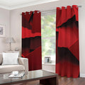 Red Geometric Print Grommet Curtains