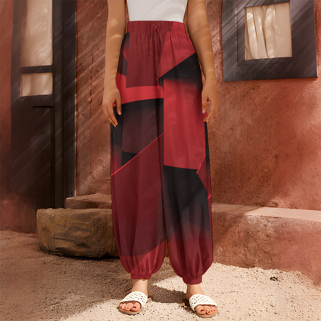 Red Geometric Print Harem Pants