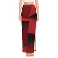 Red Geometric Print High Slit Maxi Skirt