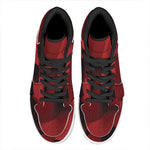 Red Geometric Print High Top Leather Sneakers